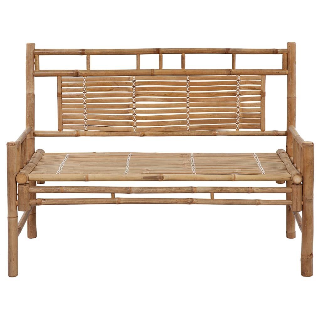 vidaXL Sodo suoliukas su pagalvėle, 120cm, bambukas (41504+314945) kaina ir informacija | Lauko suolai | pigu.lt
