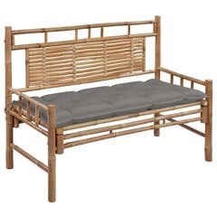 vidaXL Sodo suoliukas su pagalvėle, 120cm, bambukas (41504+314945) цена и информация | Садовые скамейки | pigu.lt