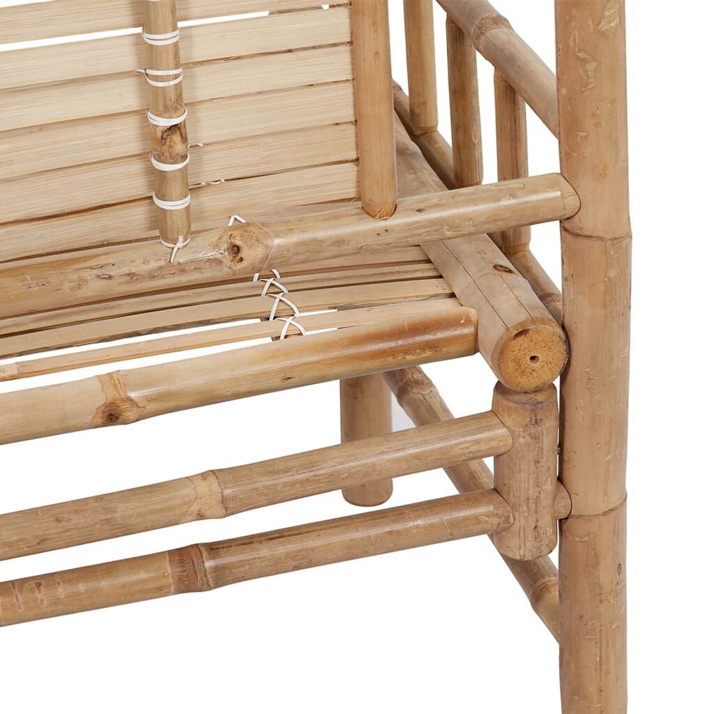 vidaXL Sodo suoliukas su pagalvėle, 120cm, bambukas (41504+314952) kaina ir informacija | Lauko suolai | pigu.lt