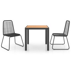 3-ių dalių valgomojo baldų kompletas vidaXL, juodas/rudas цена и информация | Комплекты уличной мебели | pigu.lt
