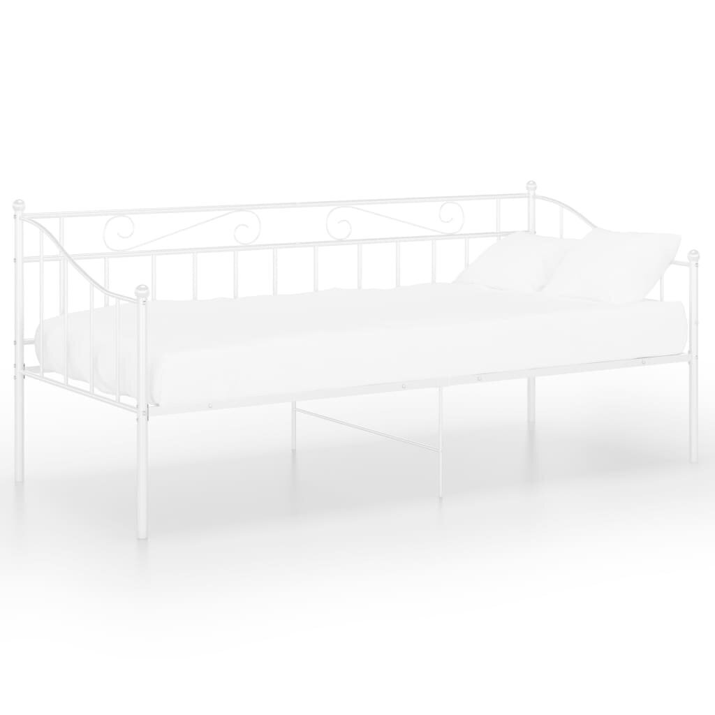 vidaXL Sofos-lovos rėmas, baltos spalvos, 90x200cm, metalas kaina ir informacija | Lovos | pigu.lt