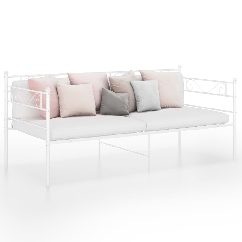 vidaXL Sofos-lovos rėmas, baltos spalvos, 90x200cm, metalas kaina ir informacija | Lovos | pigu.lt