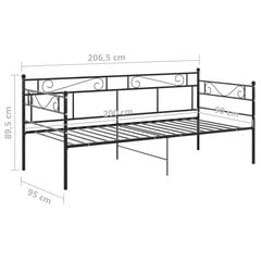 vidaXL Sofos-lovos rėmas, juodos spalvos, 90x200cm, metalas kaina ir informacija | Lovos | pigu.lt