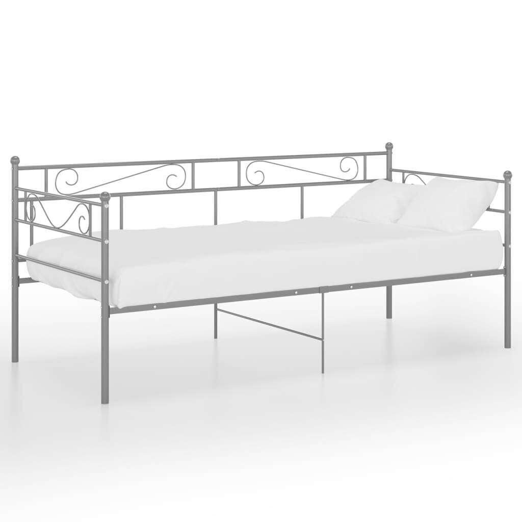 vidaXL Sofos-lovos rėmas, pilkos spalvos, 90x200cm, metalas kaina ir informacija | Lovos | pigu.lt