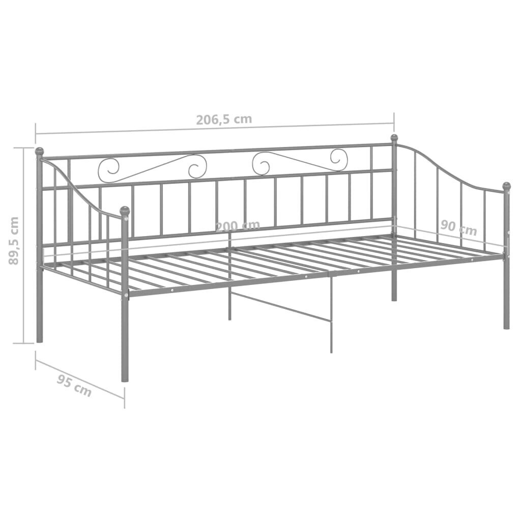 Sofos-lovos rėmas, pilkas, 90x200cm, metalas kaina ir informacija | Lovos | pigu.lt