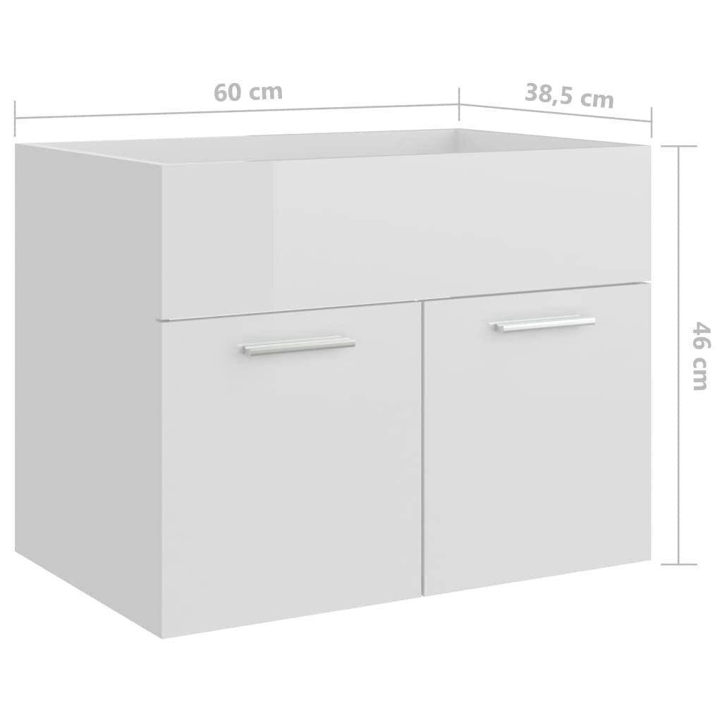 Spintelė praustuvui, 60x38,5x46 cm, balta цена и информация | Vonios spintelės | pigu.lt