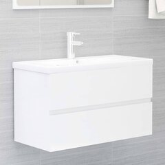 vidaXL Spintelė praustuvui, balta, 80x38,5x45cm, MDP, ypač blizgi цена и информация | Шкафчики для ванной | pigu.lt