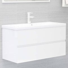 Spintelė praustuvui, balta, 90x38,5x45cm, MDP, ypač blizgi цена и информация | Шкафчики для ванной | pigu.lt