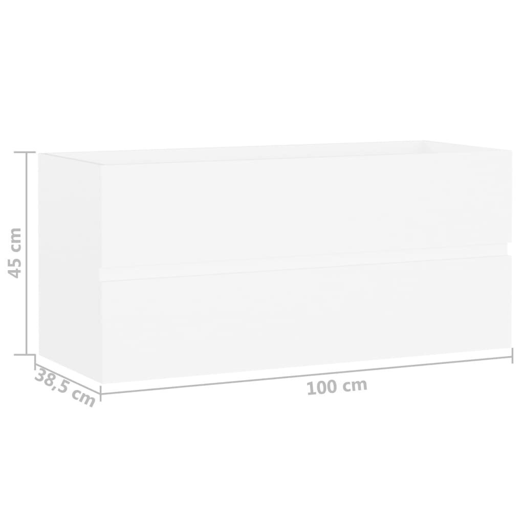 Spintelė praustuvui, 100x38,5x45 cm, balta цена и информация | Vonios spintelės | pigu.lt
