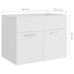 Spintelė praustuvui, balta, 60x38,5x46cm, MDP kaina ir informacija | Vonios spintelės | pigu.lt
