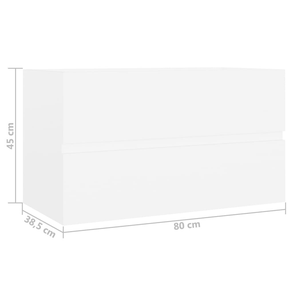 Spintelė praustuvui, balta, 80x38,5x45cm, MDP kaina ir informacija | Vonios spintelės | pigu.lt
