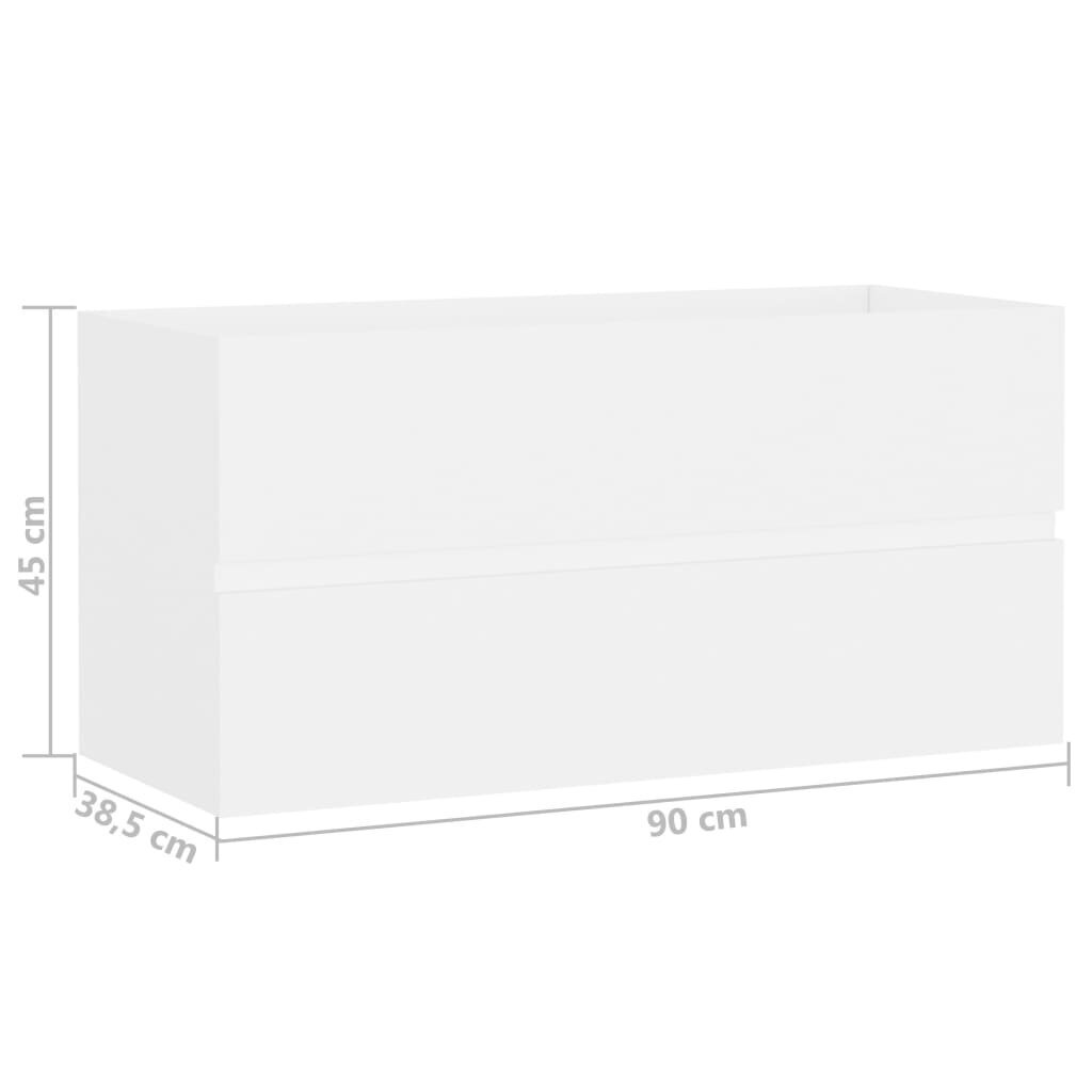 Spintelė praustuvui, balta, 90x38,5x45cm, MDP kaina ir informacija | Vonios spintelės | pigu.lt