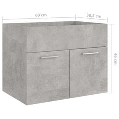 Spintelė praustuvui, betono pilka, 60x38,5x46cm, MDP kaina ir informacija | Vonios spintelės | pigu.lt