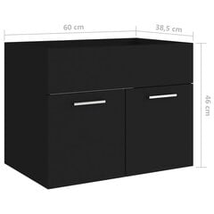 Spintelė praustuvui, 60x38,5x46 cm, juoda kaina ir informacija | Vonios spintelės | pigu.lt