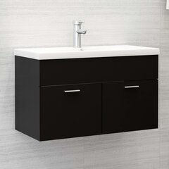 Spintelė praustuvui, 80x38,5x46 cm, juoda цена и информация | Шкафчики для ванной | pigu.lt