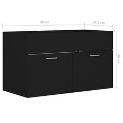 Spintelė praustuvui, 80x38,5x46 cm, juoda цена и информация | Шкафчики для ванной | pigu.lt