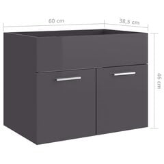 Spintelė praustuvui, 60x38,5x46 cm, pilka цена и информация | Шкафчики для ванной | pigu.lt