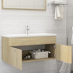 Spintelė praustuvui, 100x38,5x46 cm, ruda цена и информация | Шкафчики для ванной | pigu.lt