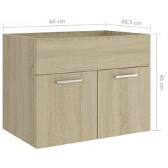 Spintelė praustuvui, 60x38,5x46 cm, ruda цена и информация | Шкафчики для ванной | pigu.lt