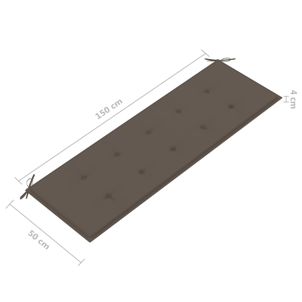Sudedamas sodo suoliukas su pagalvėle, 159 cm, rudas цена и информация | Lauko suolai | pigu.lt