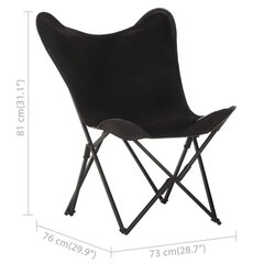 Sulankstoma išskleidžiama kėdė, juodos spalvos, tikra oda kaina ir informacija | Lauko kėdės, foteliai, pufai | pigu.lt