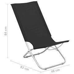 Sulankstomos paplūdimio kėdės, 2 vnt., juodos kaina ir informacija | Lauko kėdės, foteliai, pufai | pigu.lt