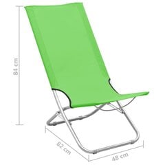 Sulankstomos paplūdimio kėdės, 2 vnt., žalios kaina ir informacija | Lauko kėdės, foteliai, pufai | pigu.lt