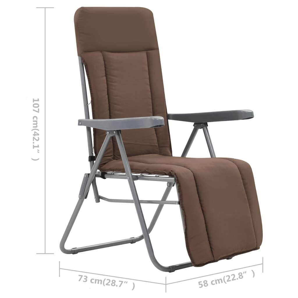 Sulankstomos sodo kėdės su pagalvėlėmis, 2 vnt., rudos kaina ir informacija | Lauko kėdės, foteliai, pufai | pigu.lt