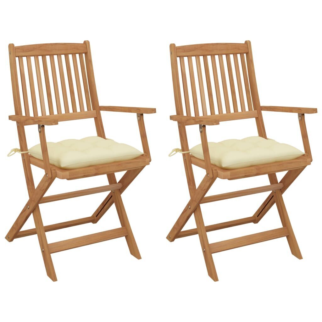 Sulankstomos sodo kėdės su pagalvėmis, 2 vnt., smėlinės kaina ir informacija | Lauko kėdės, foteliai, pufai | pigu.lt