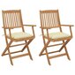 Sulankstomos sodo kėdės su pagalvėmis, 2 vnt., smėlinės kaina ir informacija | Lauko kėdės, foteliai, pufai | pigu.lt