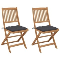 Sulankstomos sodo kėdės su pagalvėmis, 2 vnt., tamsiai pilkos kaina ir informacija | Lauko kėdės, foteliai, pufai | pigu.lt