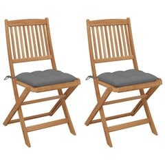 Sulankstomos sodo kėdės su pagalvėmis, 2 vnt., pilkos kaina ir informacija | Lauko kėdės, foteliai, pufai | pigu.lt