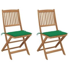 Sulankstomos sodo kėdės su pagalvėmis, 2 vnt., žalios kaina ir informacija | Lauko kėdės, foteliai, pufai | pigu.lt