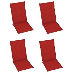 Sulankstomos sodo kėdės su pagalvėmis, 3 vnt., raudonos kaina ir informacija | Lauko kėdės, foteliai, pufai | pigu.lt