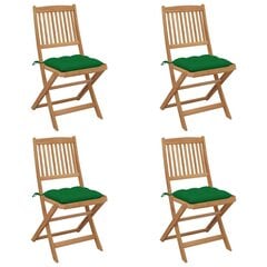 Sulankstomos sodo kėdės su pagalvėmis, 4 vnt., žalios цена и информация | Садовые стулья, кресла, пуфы | pigu.lt
