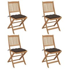 Sulankstomos sodo kėdės su pagalvėmis, 4 vnt., rudos kaina ir informacija | Lauko kėdės, foteliai, pufai | pigu.lt