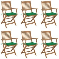 Sulankstomos sodo kėdės su pagalvėmis, 6 vnt., žalios цена и информация | Садовые стулья, кресла, пуфы | pigu.lt