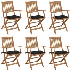 Sulankstomos sodo kėdės su pagalvėmis, 6 vnt., juodos kaina ir informacija | Lauko kėdės, foteliai, pufai | pigu.lt
