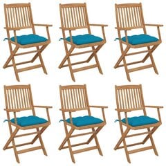 Sulankstomos sodo kėdės su pagalvėmis, 6 vnt., mėlynos kaina ir informacija | Lauko kėdės, foteliai, pufai | pigu.lt