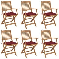 Sulankstomos sodo kėdės su pagalvėmis, 6 vnt., raudonos цена и информация | Садовые стулья, кресла, пуфы | pigu.lt