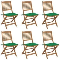 Sulankstomos sodo kėdės su pagalvėmis, 6 vnt., žalios kaina ir informacija | Lauko kėdės, foteliai, pufai | pigu.lt