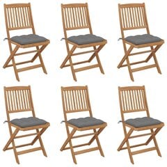 Sulankstomos sodo kėdės su pagalvėmis, 6 vnt., pilkos цена и информация | Садовые стулья, кресла, пуфы | pigu.lt