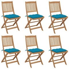 Sulankstomos sodo kėdės su pagalvėmis, 6 vnt., mėlynos kaina ir informacija | Lauko kėdės, foteliai, pufai | pigu.lt