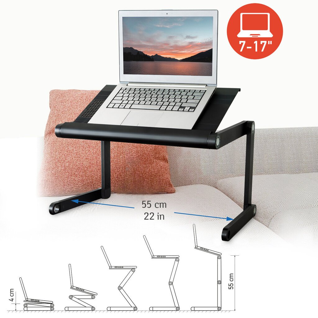 Nešiojamo kompiuterio staliukas WonderWorker Nobel 45x28,5cm, juodas kaina ir informacija | Kompiuteriniai, rašomieji stalai | pigu.lt