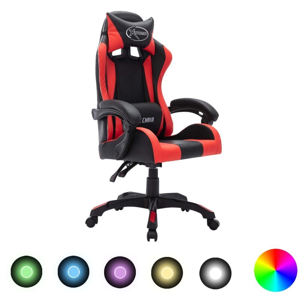 Žaidimų kėdė su LED lemputėmis, raudona ir juoda kaina | pigu.lt