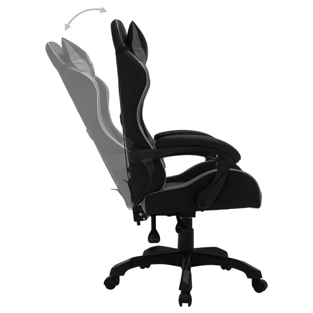 Žaidimų kėdė su LED lemputėmis, pilka ir juoda, dirbtinė oda kaina ir informacija | Biuro kėdės | pigu.lt
