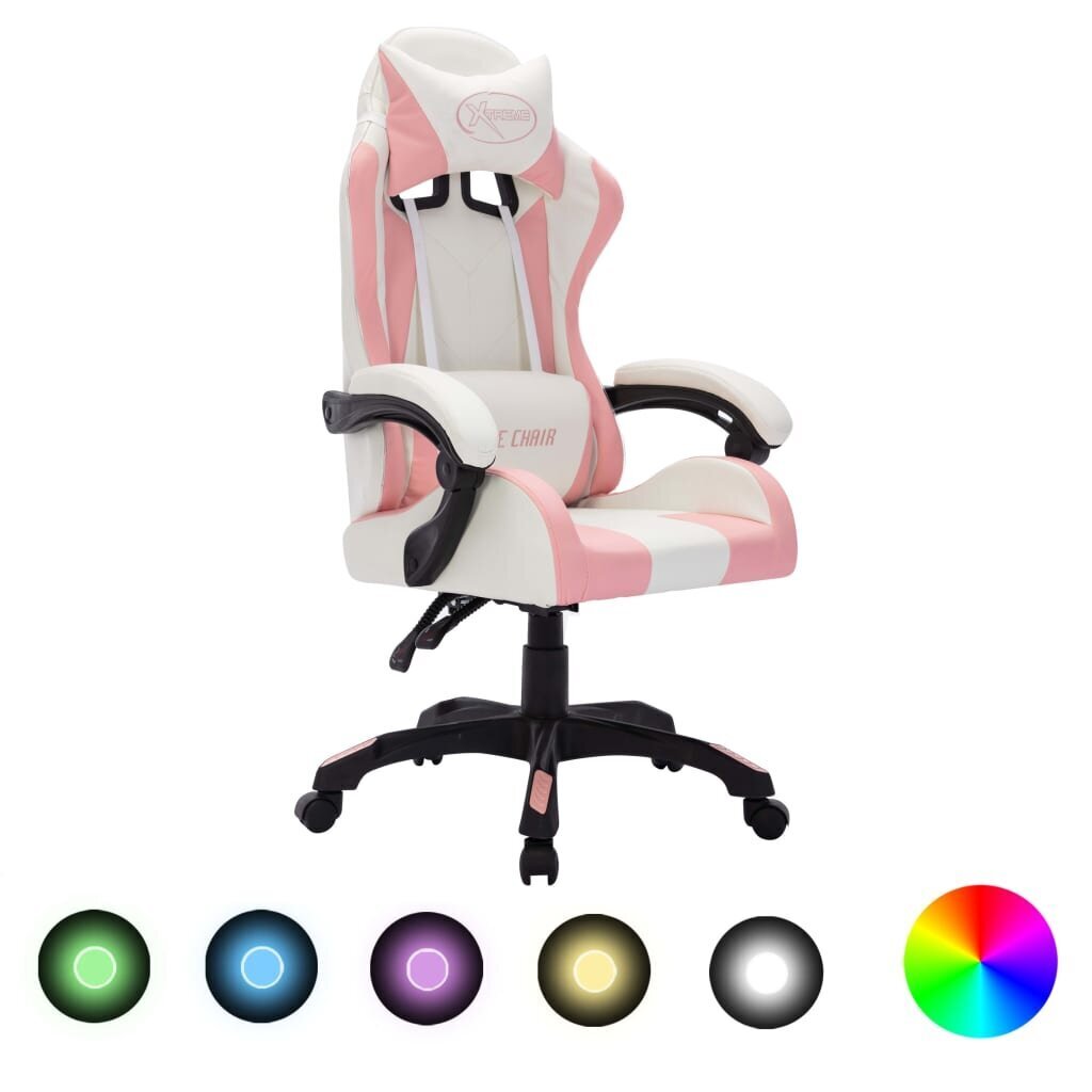 Žaidimų kėdė su LED lemputėmis, rožinė ir juoda, dirbtinė oda kaina ir informacija | Biuro kėdės | pigu.lt