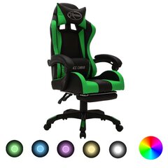 Žaidimų kėdė su LED lemputėmis, žalia ir juoda цена и информация | Офисные кресла | pigu.lt