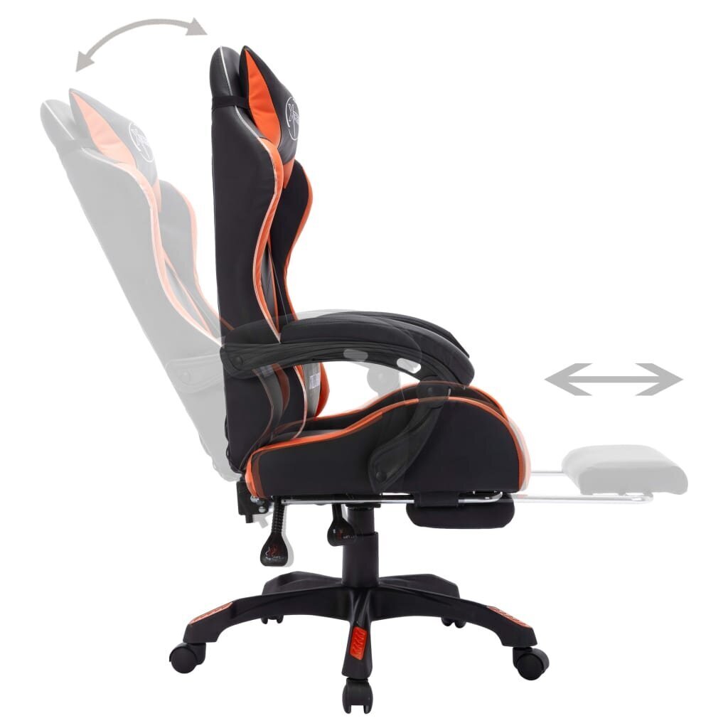 Žaidimų kėdė su LED lemputėmis, oranžinė ir juoda kaina ir informacija | Biuro kėdės | pigu.lt