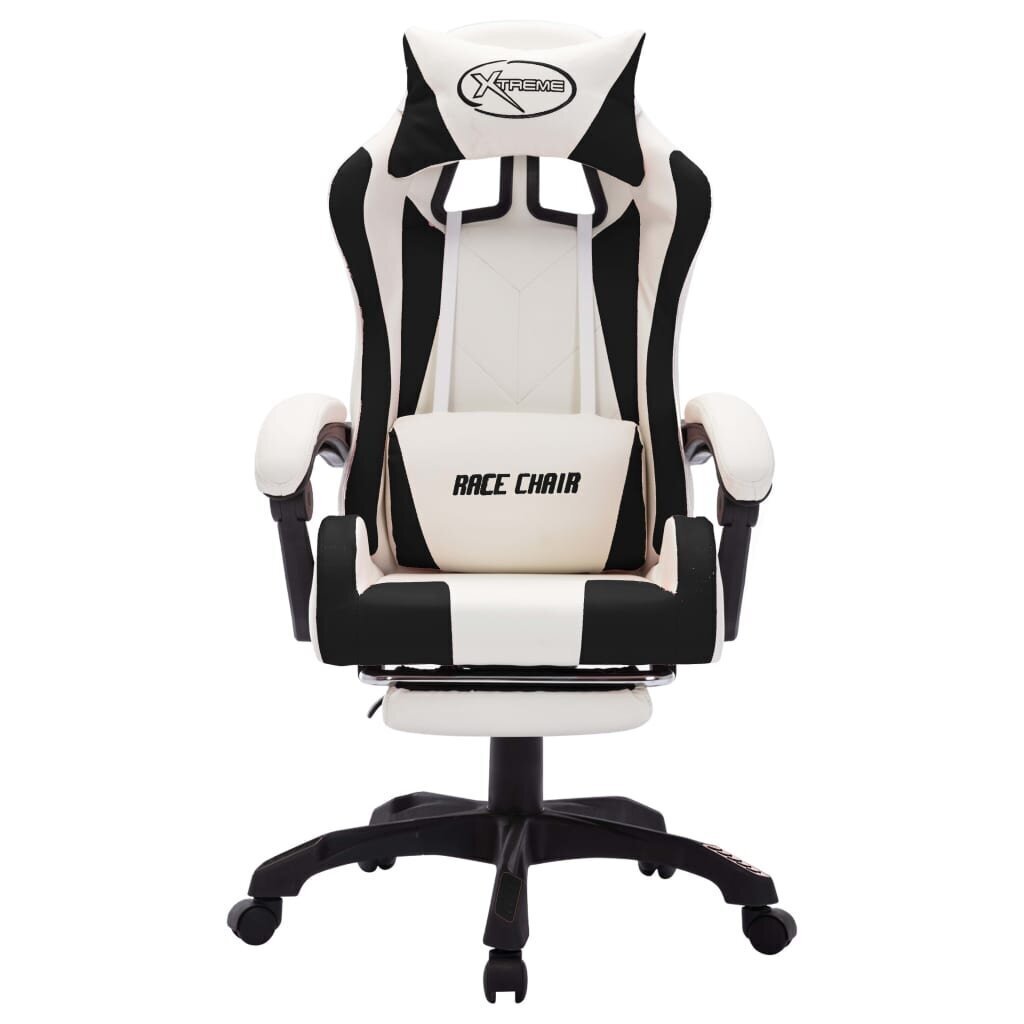 Žaidimų kėdė su LED lemputėmis, juoda ir balta, dirbtinė oda kaina ir informacija | Biuro kėdės | pigu.lt